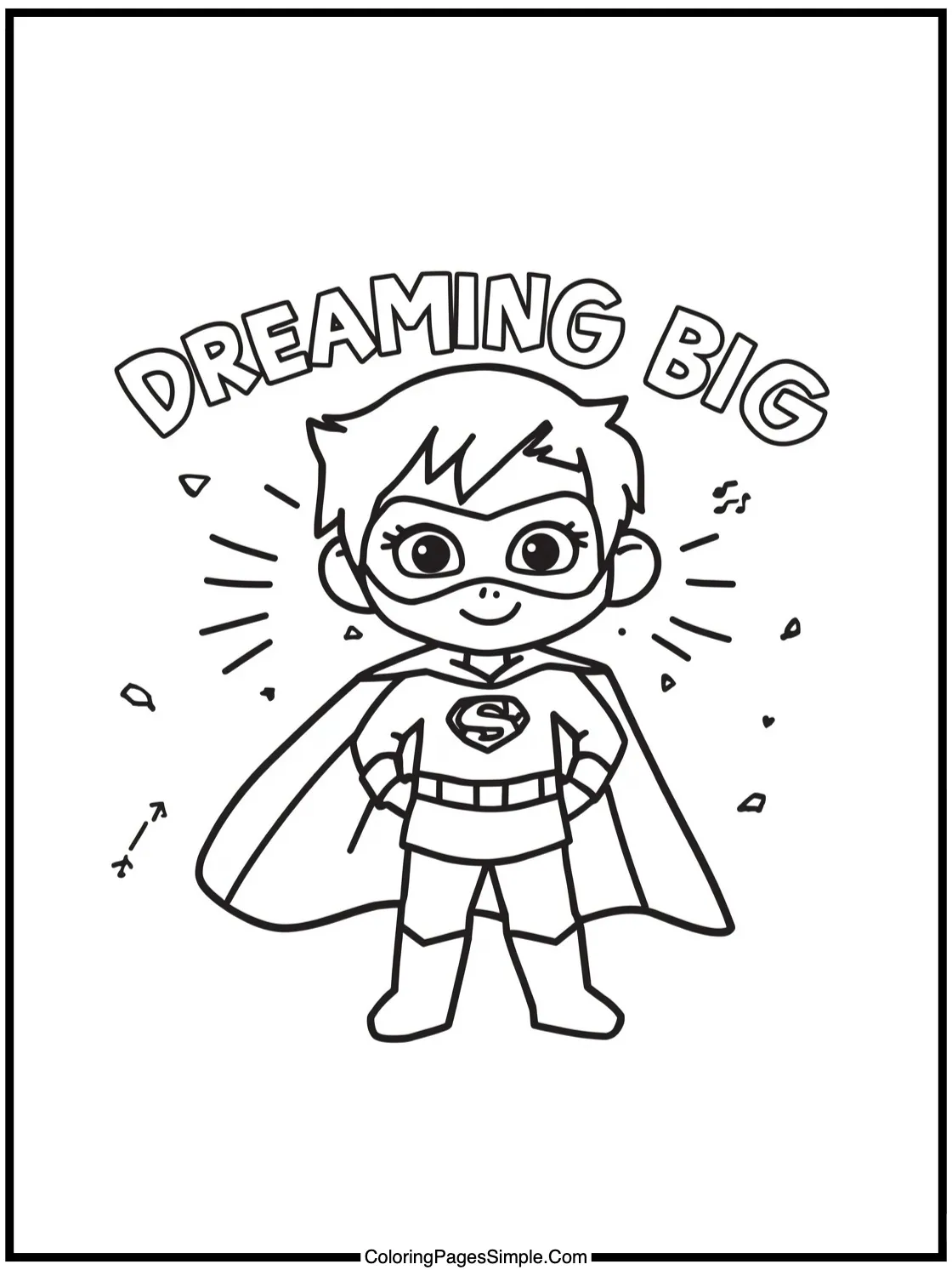 Superhero Coloring Page dreaming big