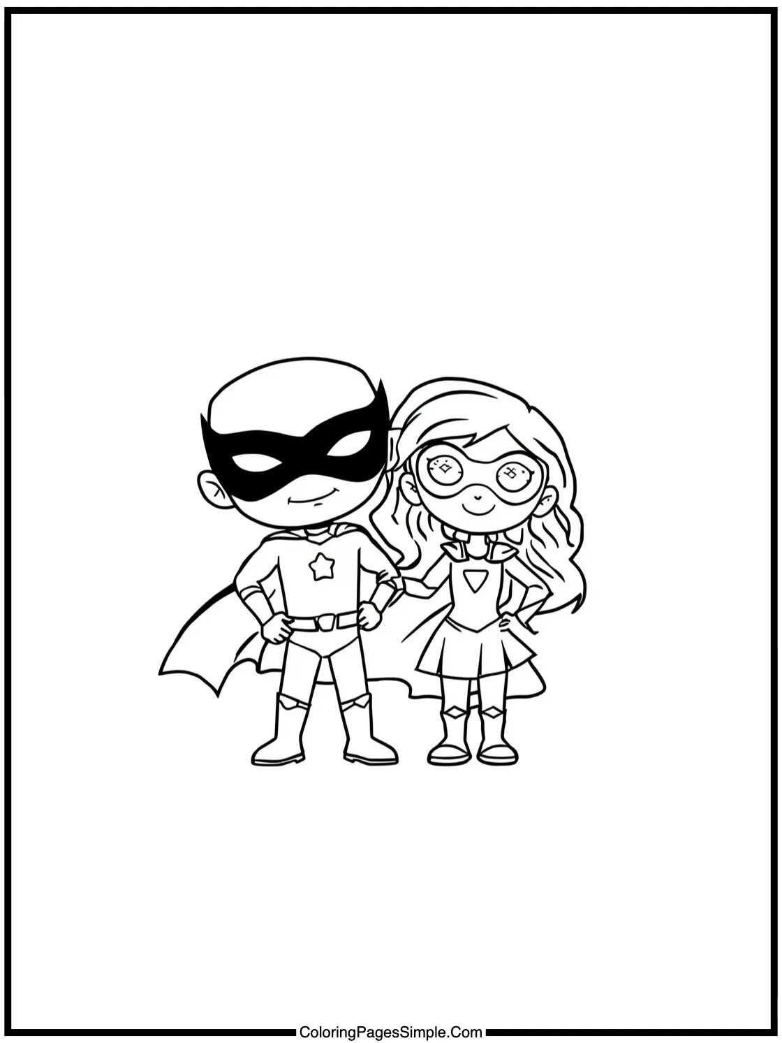 Superhero Coloring Page helping a friend