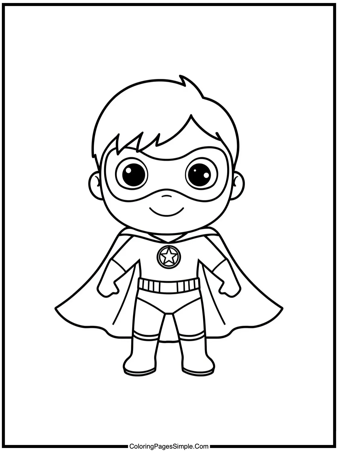 Superhero Coloring Page smiling bravely