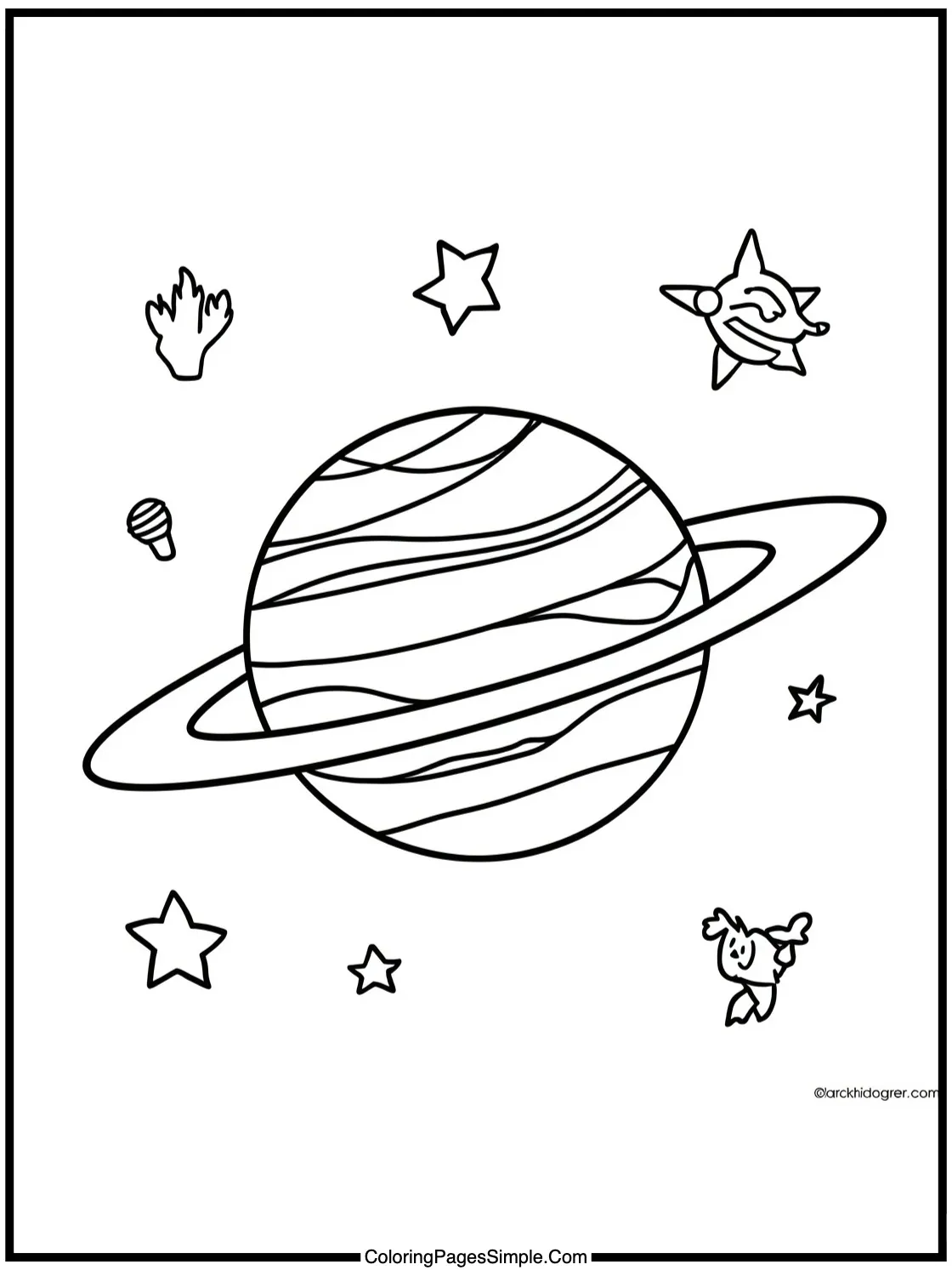 Superhero Coloring Page exploring a planet