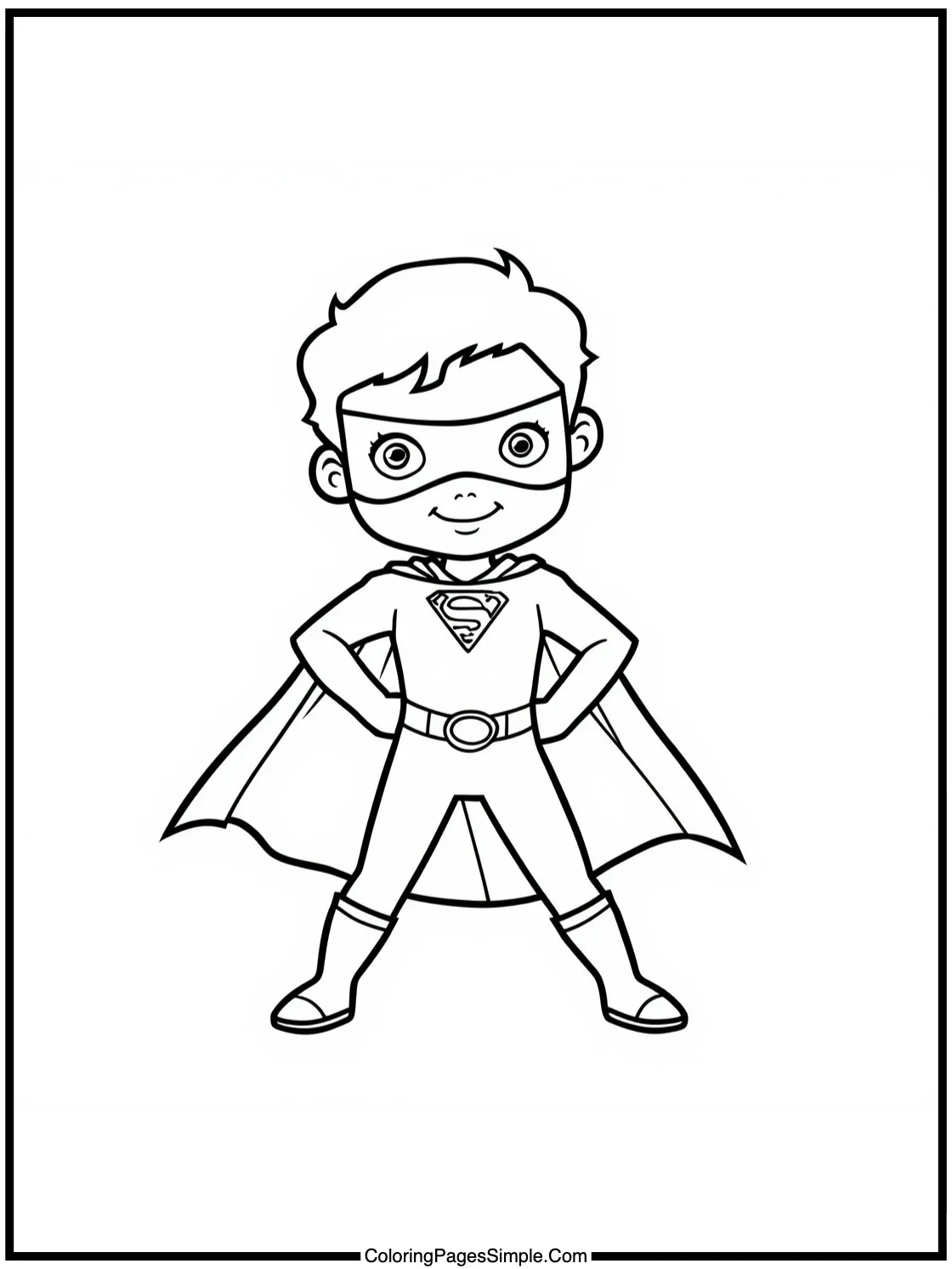 Superhero Coloring Page posing heroically