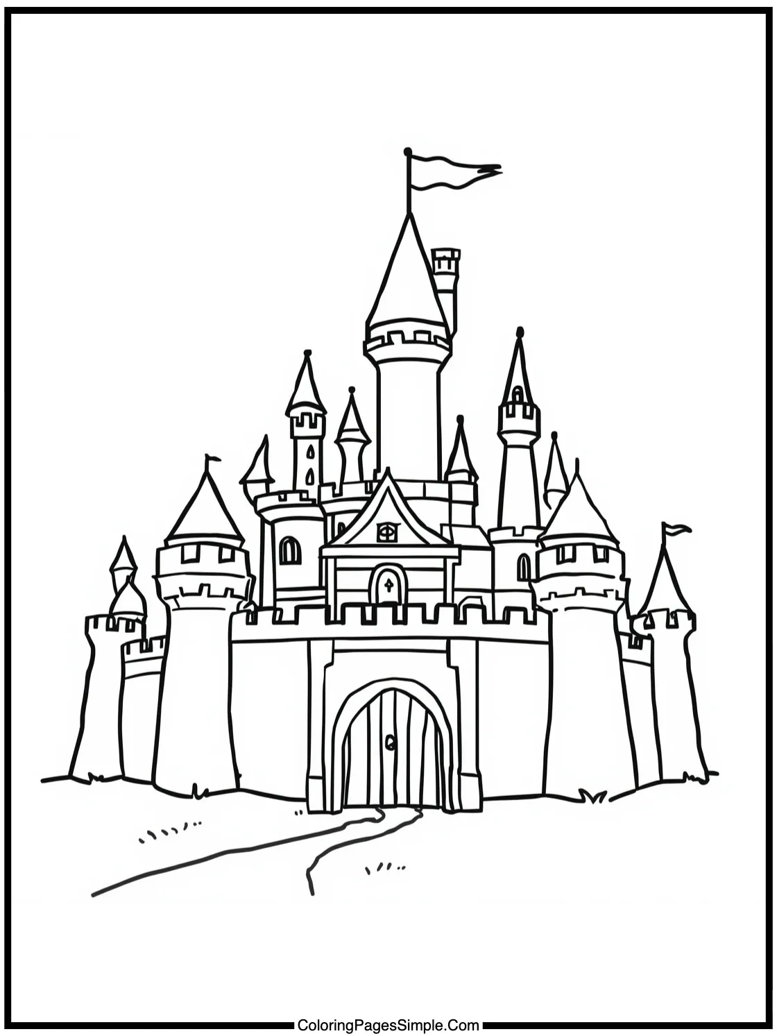Tangled Coloring Page castle town view.