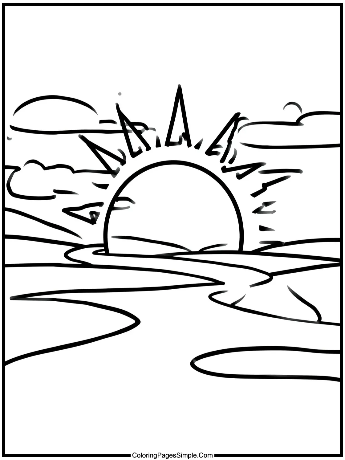 Tangled Coloring Page a beautiful sunrise.