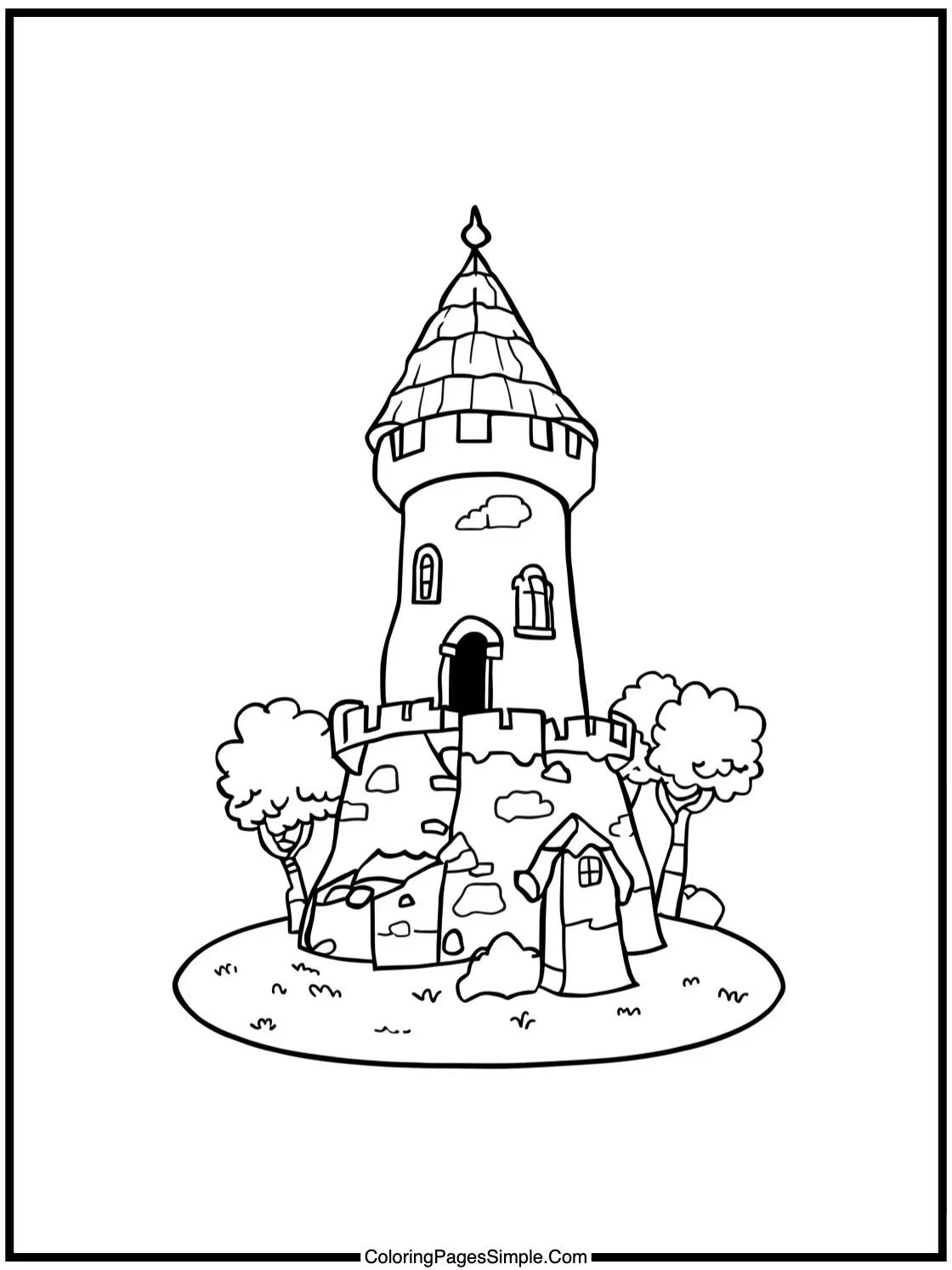 Tangled Coloring Page cozy tower scene.