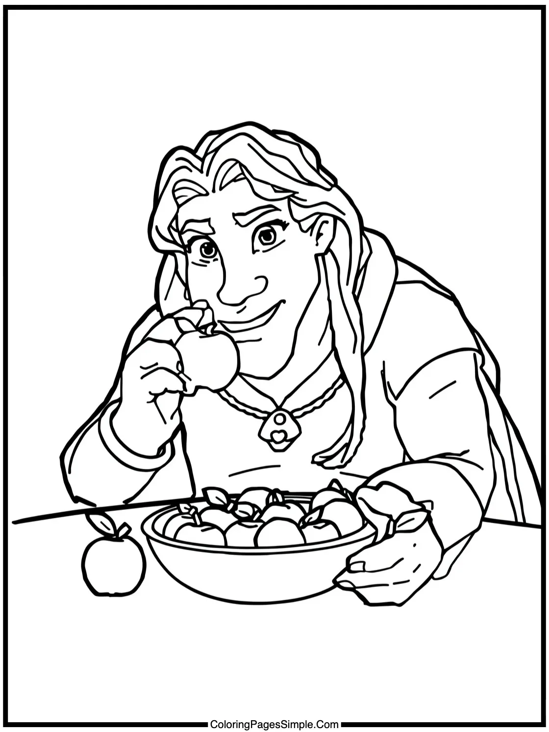 Tangled Coloring Page Maximus eating apples.