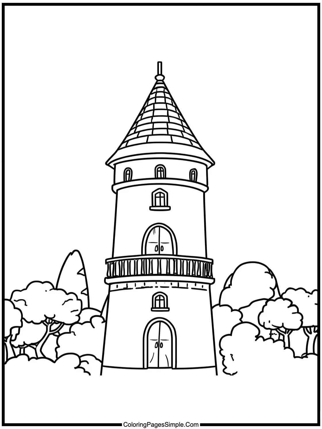 Tangled Coloring Page tower balcony scene.