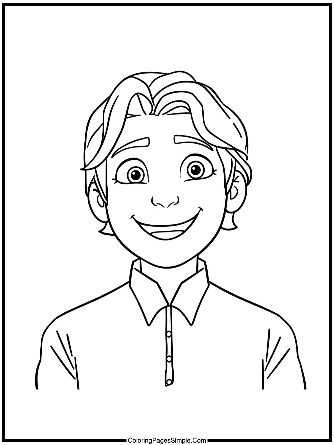 Tangled Coloring Page Eugene smiling brightly.