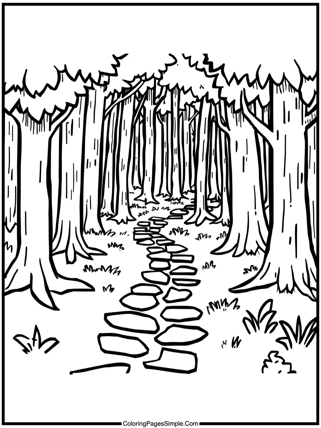 Tangled Coloring Page forest path stroll.
