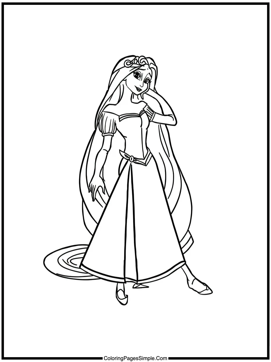 Tangled Coloring Page Rapunzel creating art.