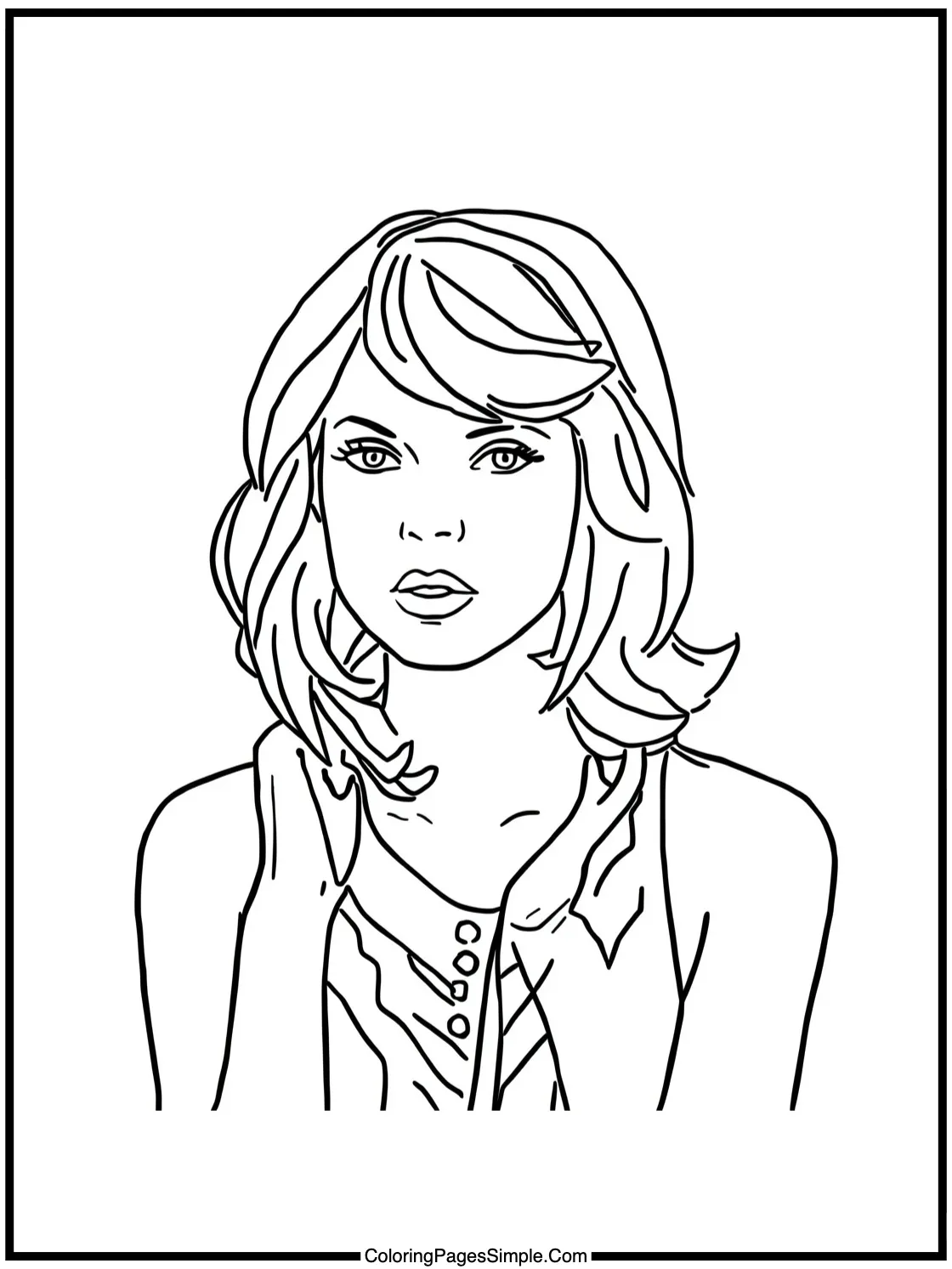 Taylor Swift Coloring Page reading a book
