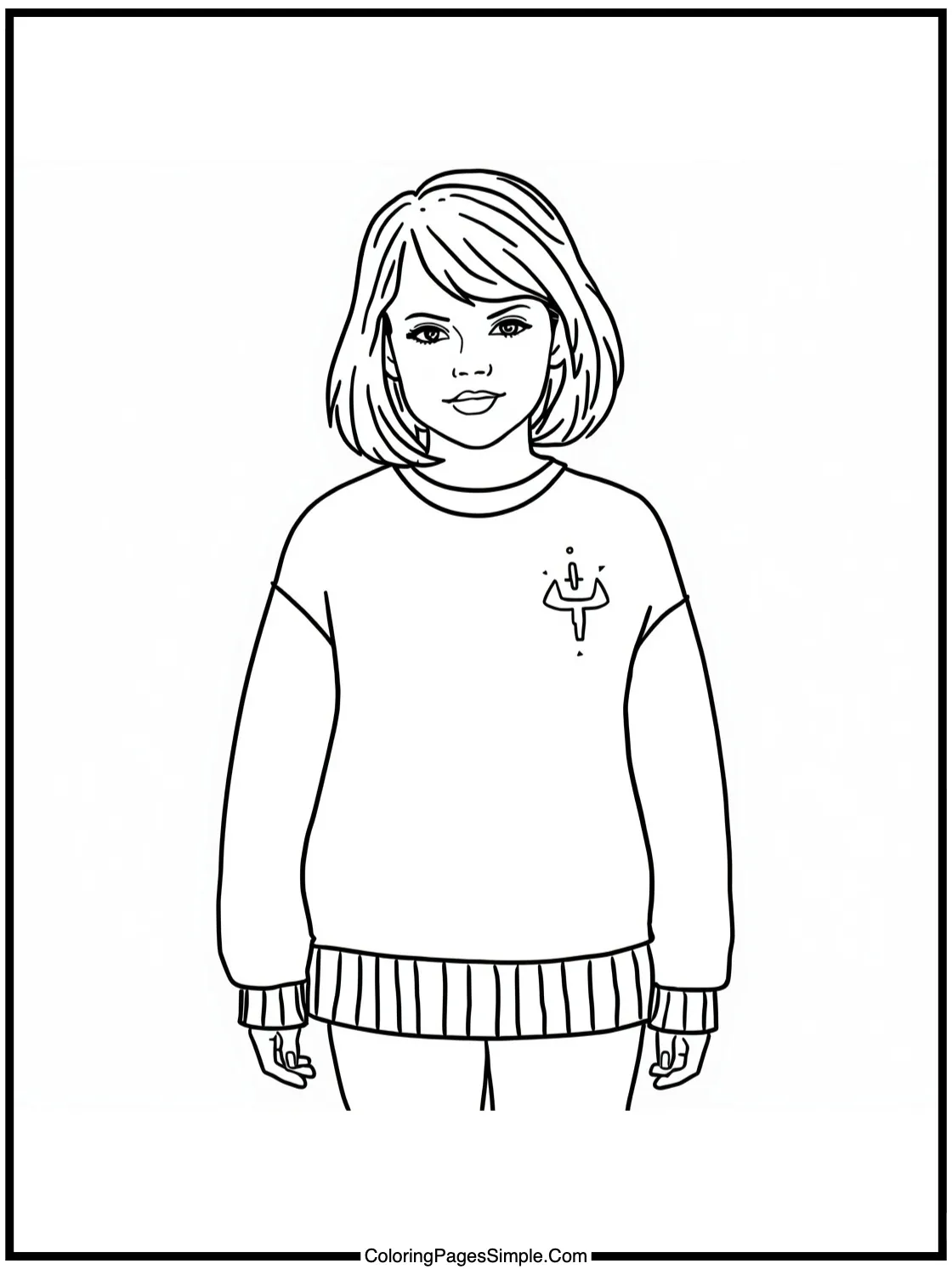 Taylor Swift Coloring Page in a cozy sweater