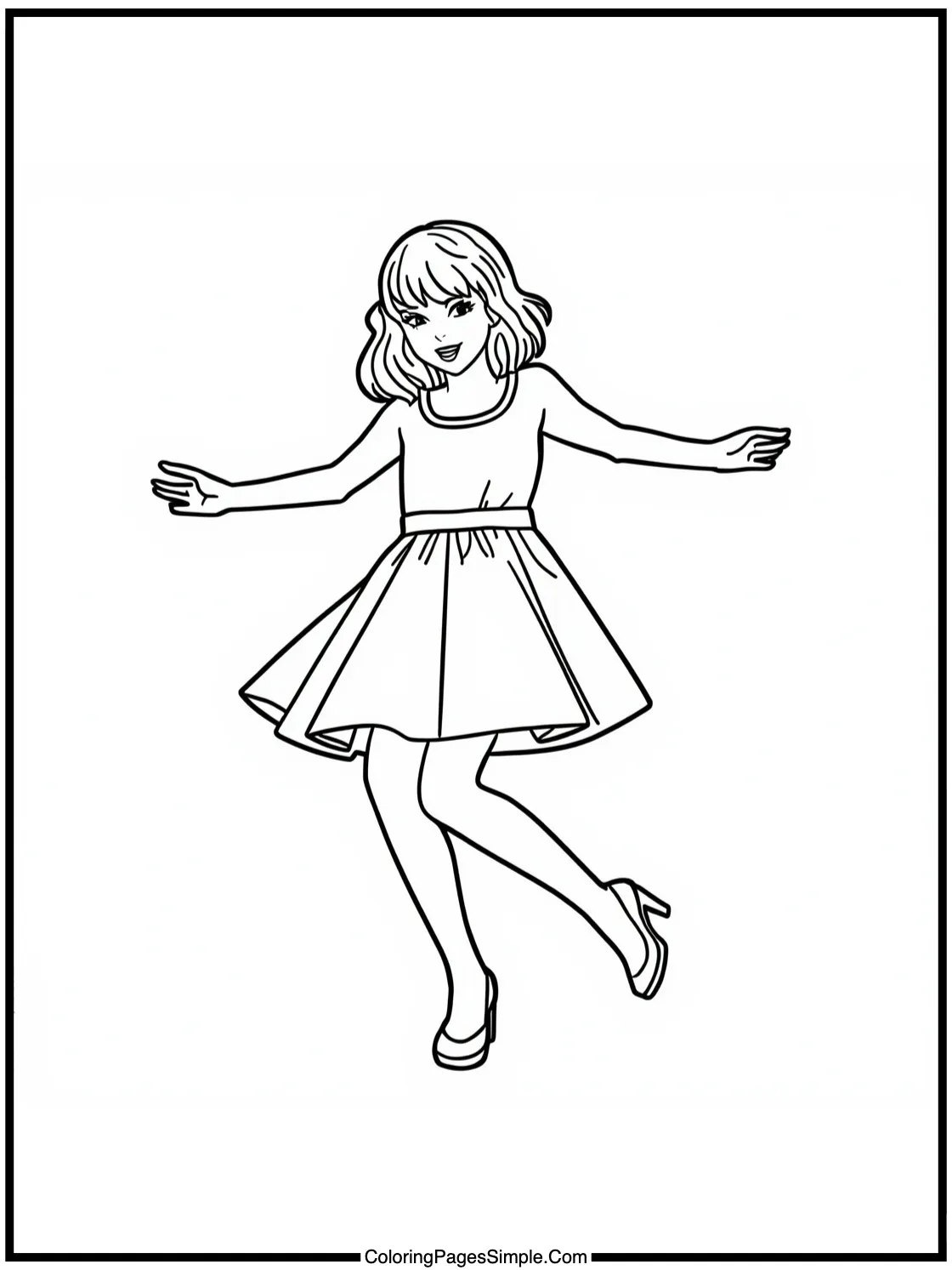 Taylor Swift Coloring Page dancing joyfully