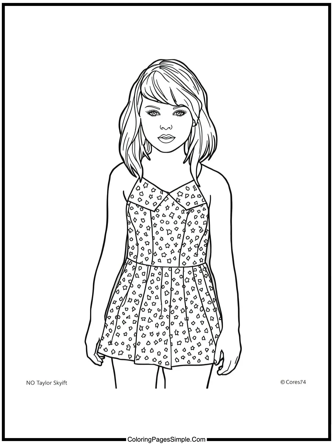 Taylor Swift Coloring Page in a sparkly outfit