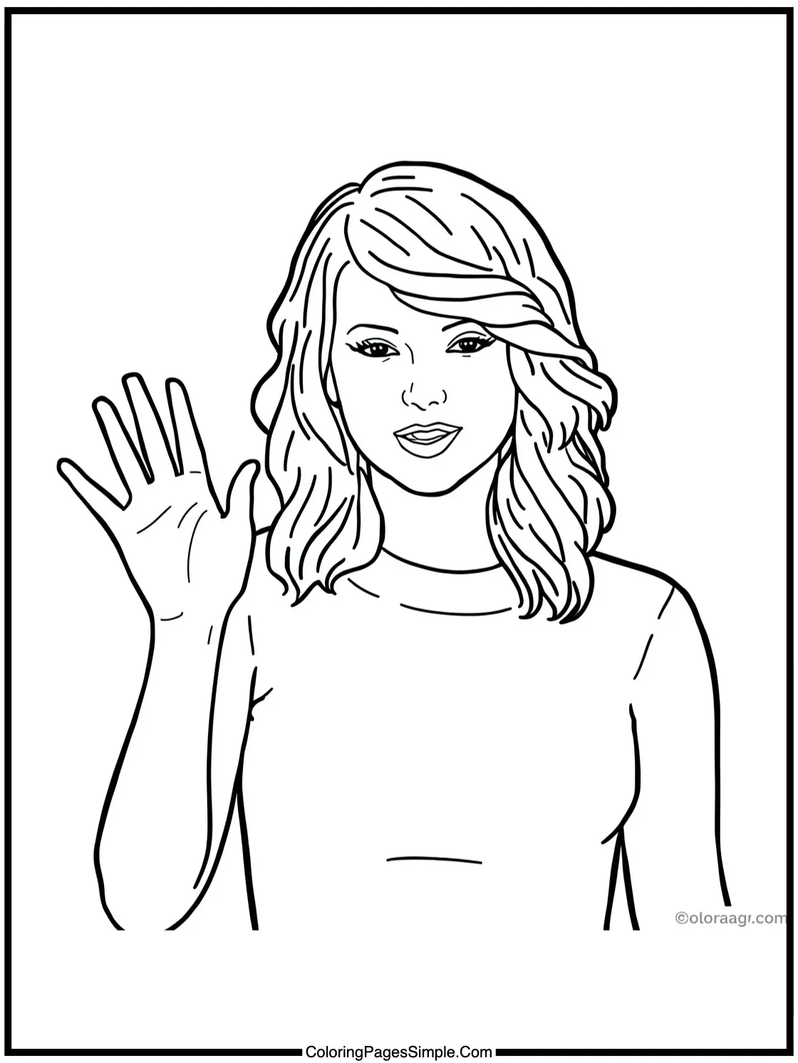 Taylor Swift Coloring Page waving to fans
