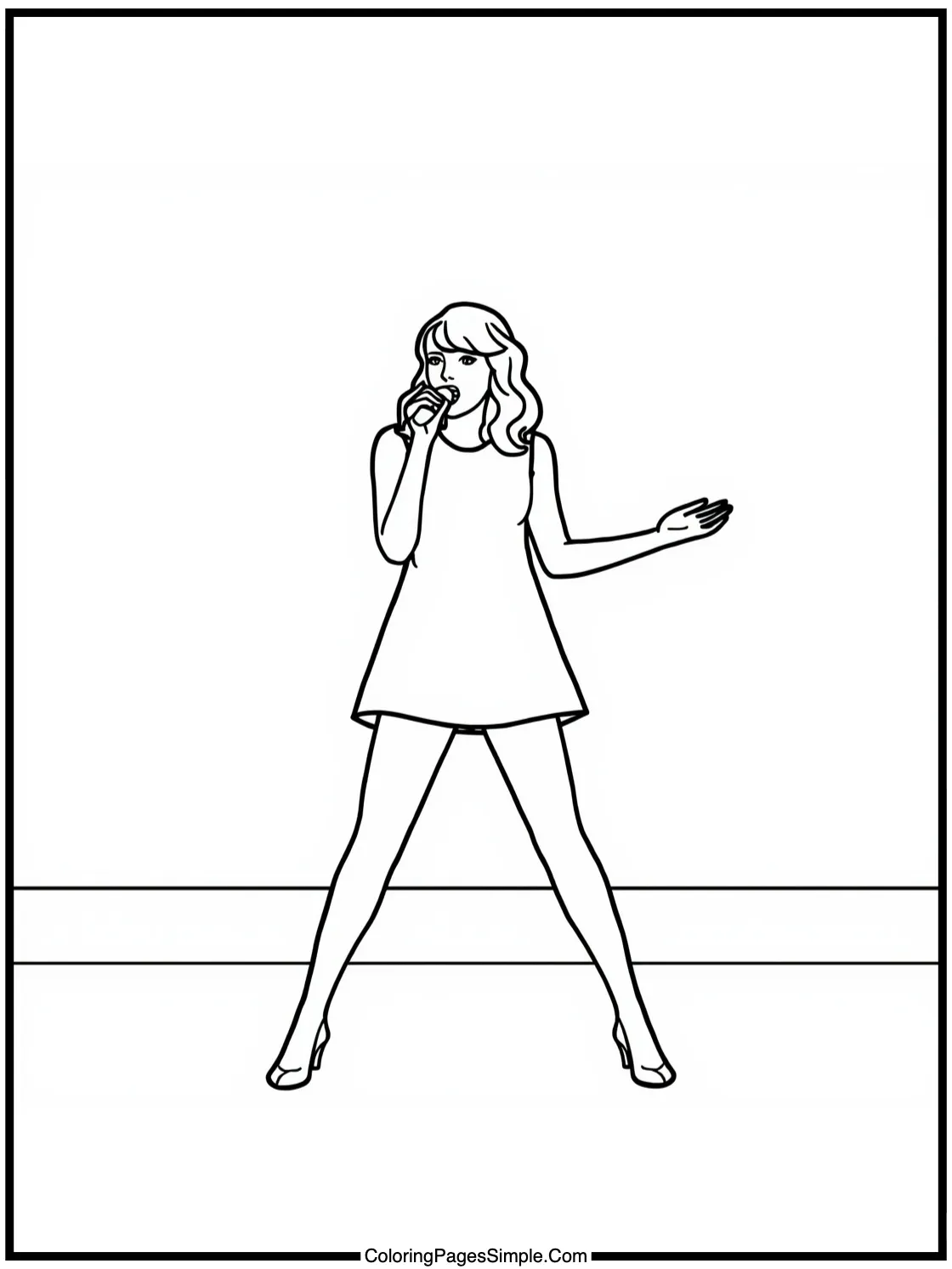 Taylor Swift Coloring Page singing on stage